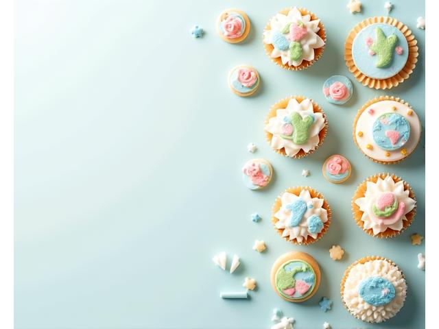 世界地図モチーフのベビーシャワースイーツ